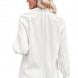 White Frilled Mock Neck Ripple Bubble Sleeve Blouse