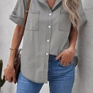 Turn-down Collar Short Sleeve Denim Shirt