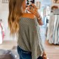 Gray Boatneck Batwing Sleeve Cording Blouse