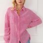 Pink Mineral Wash Crinkle Textured Chest Pockets Shirt