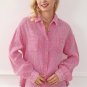 Pink Mineral Wash Crinkle Textured Chest Pockets Shirt