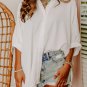 White 3/4 Puff Sleeve Oversize Shirt