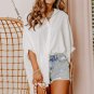 White 3/4 Puff Sleeve Oversize Shirt