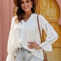 White Rekindle Eyelet Button Down Top