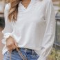 White Split Neck Textured Loose Blouse