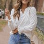 White Split Neck Textured Loose Blouse