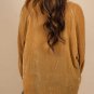 Gold Solid Color Button Up Loose Fit Velvet Shirt