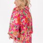 Strawberry Pink Floral Print Smocked Cuff Puff Sleeve Shirt