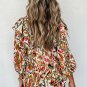 Multicolour Abstract Print 3/4 Puff Sleeve Ruffle Blouse