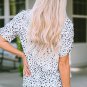 Leopard Smocking Detail Bubble Sleeve Blouse
