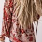 Pink Split V Neck Printed Blouse