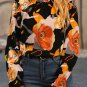 Black Floral Print Mock Neck Blouse
