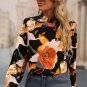 Black Floral Print Mock Neck Blouse