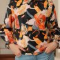 Black Floral Print Mock Neck Blouse