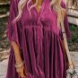 Pitaya Pink 3/4 Sleeve Tunic Babydoll Velvet Shirt