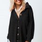 Black Waffle Knit Button Up Casual Shirt