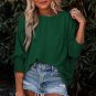 Green Smocked Wrist Shift Top