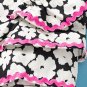 Black Floral Contrast Ric Rac Layered Ruffle Sleeve Blouse