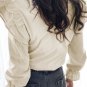 Beige Ruffled Flounce Sleeve Corduroy Blouse