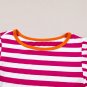 Rose Red Striped Ruffle Sleeve Crew Neck Blouse