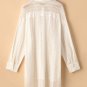 Beige Lace Crochet Collared Tunic Oversized Shirt