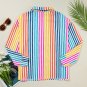 Orange Stripe Multicolor Drop Shoulder Loose Shirt