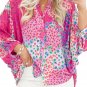 Rose Red Floral Allover Print Buttoned V Neck Oversized Shirt