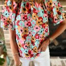 White Frilled High Neck Buttons Back Floral Blouse