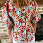 White Frilled High Neck Buttons Back Floral Blouse