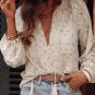 Red Floral Embroidered Lace Bubble Sleeve Shirt