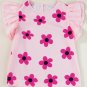 Pink Pinstripe Floral Print Ruffled Flutter Sleeve Blouse
