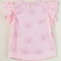 Pink Pinstripe Floral Print Ruffled Flutter Sleeve Blouse
