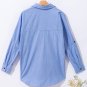 Sky Blue Stripe Roll-tab Sleeve Pocketed Long Shirt
