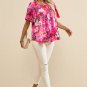 Pink Floral Short Sleeve Smocked Blouse