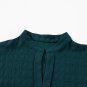 Sea Green Solid Textured Split Neck Short Sleeve Blouse
