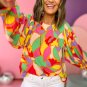 Yellow Abstract Print Puff Sleeve Blouse