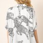 Beige Cheetah Print Buttoned Half Sleeve Shirt