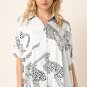 Beige Cheetah Print Buttoned Half Sleeve Shirt
