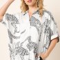 Beige Cheetah Print Buttoned Half Sleeve Shirt