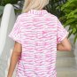 Rose Zebra Pattern V Neck Short Sleeve Blouse