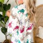 White Colorful Tiger Print Ruffled Lantern Sleeve Blouse