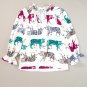 White Colorful Tiger Print Ruffled Lantern Sleeve Blouse