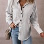 Black Stripe Roll-tab Sleeve Pocketed Long Shirt