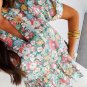 Multicolour Notched Neck Puff Short Sleeve Floral Blouse