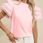 Light Pink Layered Ric Rac Cap Sleeve Frilled Neck Blouse