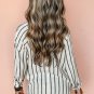 Black Stripe Chest Pocket Buttoned Oversized Shirt