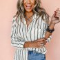 Black Stripe Chest Pocket Buttoned Oversized Shirt