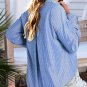 Blue Stripe Button Up Oversized Casual Shirt