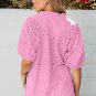 Bonbon Flower Embroidered Hollow out Puff Sleeve Blouse
