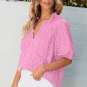 Bonbon Flower Embroidered Hollow out Puff Sleeve Blouse
